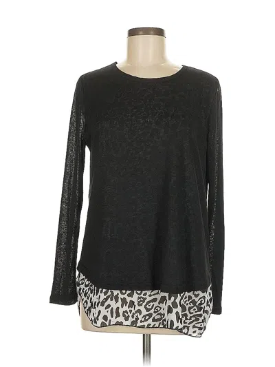 Pre-owned Papillon Long Sleeve Top Black Crew Neck Tops
