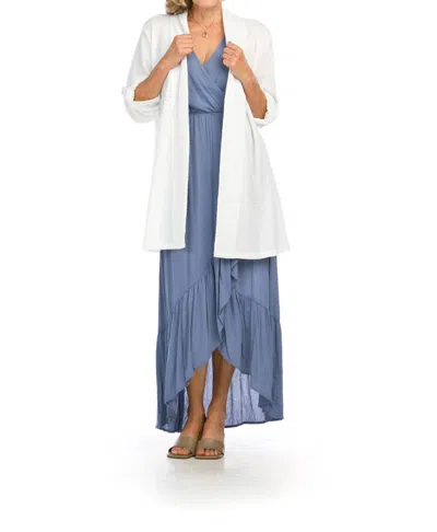 Papillon Long Stretch Knit Cardigan In White