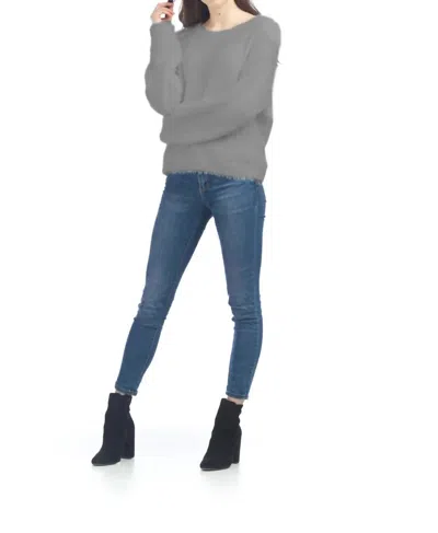 Papillon Lurex Infused Fuzzy Sweater In Grey In Gray
