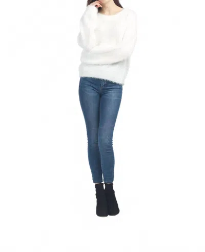 Papillon Lurex Infused Fuzzy Sweater In White