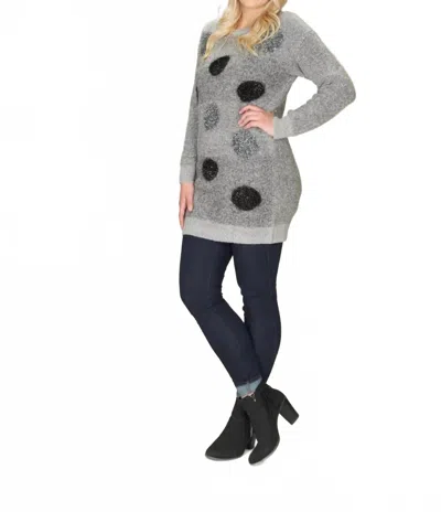 Papillon Lurex Polka Dot Oversize Sweater In Grey In Gray