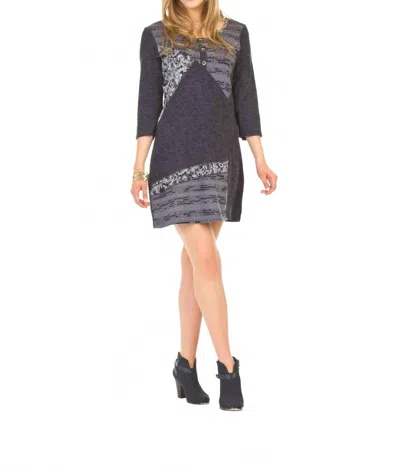 Papillon Multi Patch Dress In Navy In Gray
