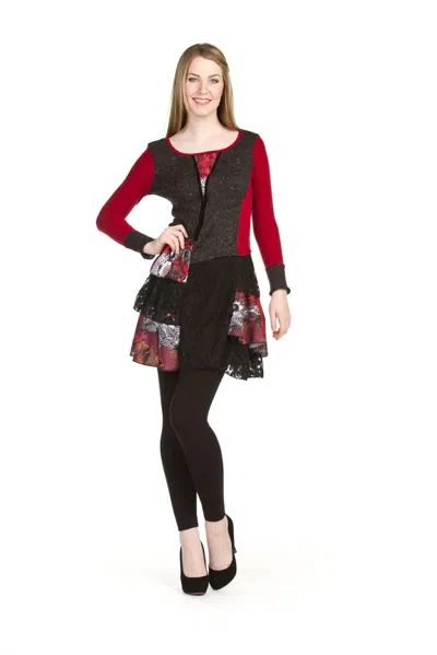 Papillon Multi Patch Long Sleeve Dress In Burgundy In Yellow