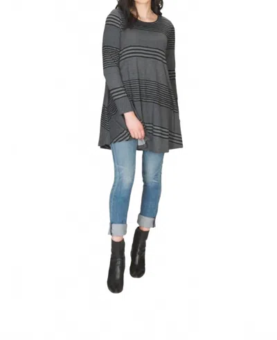 Papillon Multi Stripe A-line Tunic With Pockets In Black In Gray