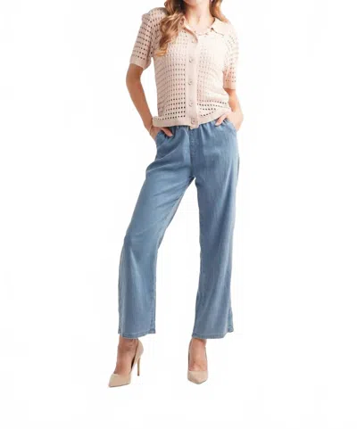 Papillon Open Knit Short Sleeve Button Front Sweater In Pink