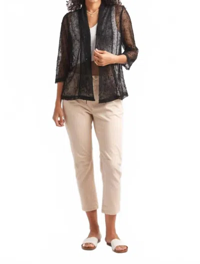 Papillon Open Mesh Cover Up With Sequin Details In Black In Brown