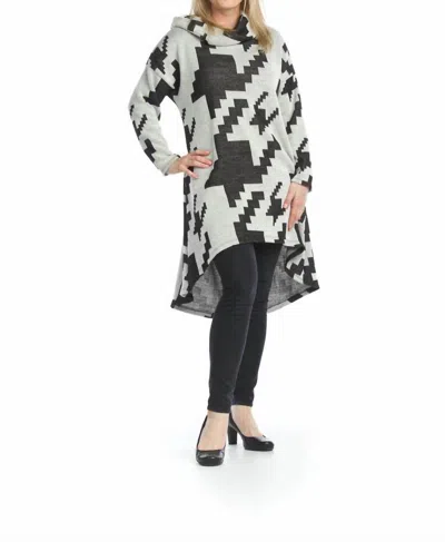 Papillon Oversized Houndstooth Cotton Dress With Pockets In Black/white