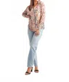 Papillon Patch Print Collared Button Front Blouse In Pink In Pink