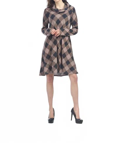 Papillon Plaid A-line Sweater Dress In Rose In Black