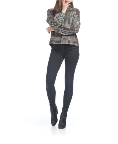 Papillon Plaid Bishop Sleeve Sweater In Brown In Multi