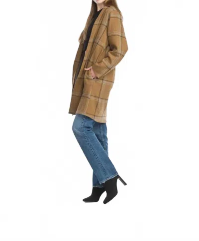 Papillon Plaid Cardigan With Pockets In Taupe In Brown
