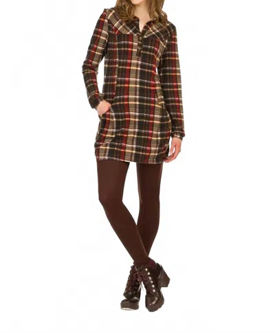 Papillon Plaid Collared Sweater Dress With Pockets In Multi