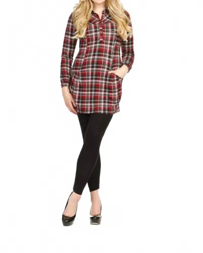 Papillon Plaid Dress With Pockets In Red In Multi