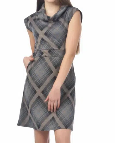 Papillon Plaid Sweater Dress In Black In Gray