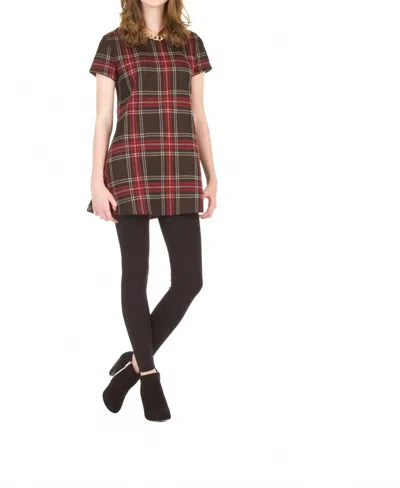 Papillon Plaid Swing Dress In Red In Multi