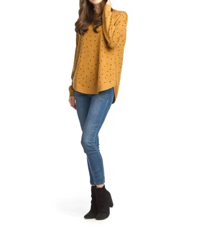 Papillon Polka Dot Knit Sweater With Side Button Details In Mustard In Multi