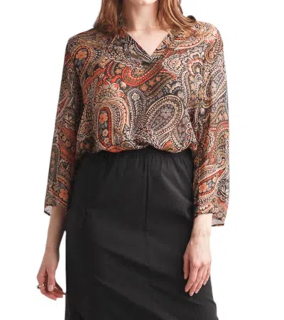 Papillon Pretty In Paisley Tab Sleeve Blouse In Brown