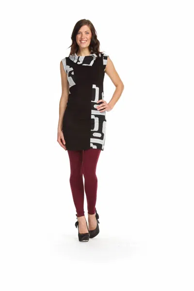 Papillon Print Patch Overlap Collar Dress In Black/white In Multi