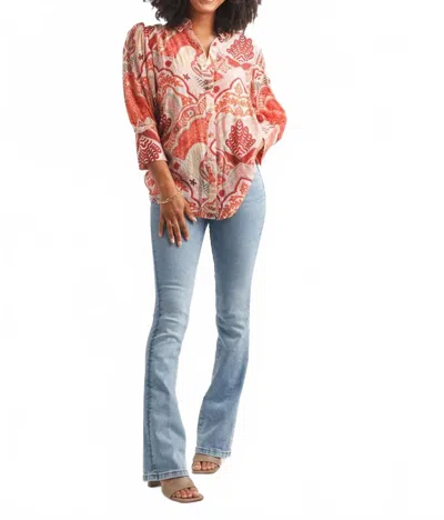 Papillon Printed Button Front Shirt In Pink