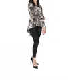 Papillon Printed Crossover Sweater In White/black In Multi