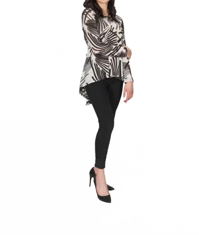 Papillon Printed Crossover Sweater In White/black In Multi