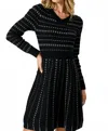 Papillon Ribbed Knit And Flare Sweater Dress In Black In Black