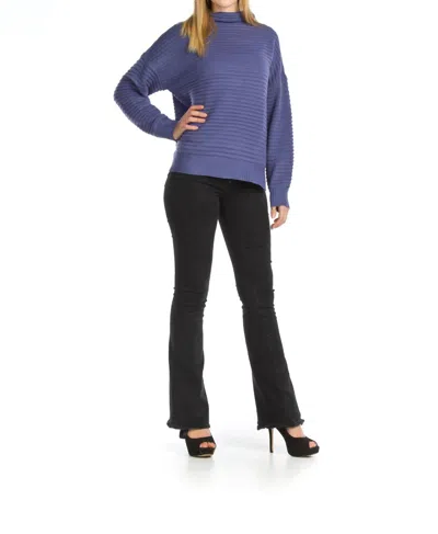 Papillon Ribbed Mock Neck Sweater In Dark Blue Denim In Multi