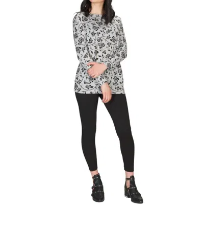 Papillon Rose Print Oversized Sweatshirt In Black