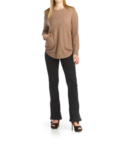 Papillon Rounded Hem Sweater Tunic In Mocha In Brown