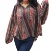 Papillon Rustic Bloom Stripe Blouse In Brown Multi In Brown