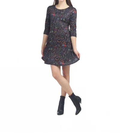 Papillon Science Print Sweater Dress In Black In Multi