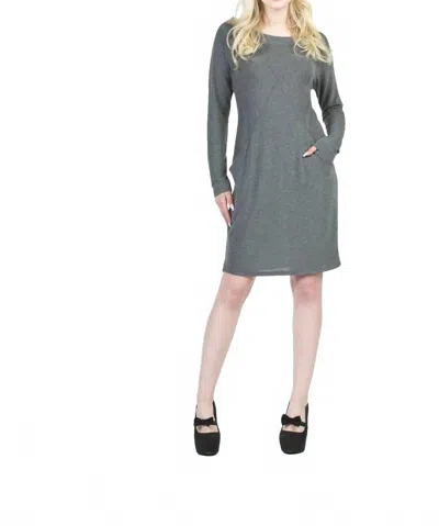 Papillon Seam Detail Midi Sweater Dress With Pockets In Grey In Gray