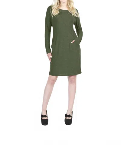 Papillon Seam Detail Midi Sweater Dress With Pockets In Olive In Green