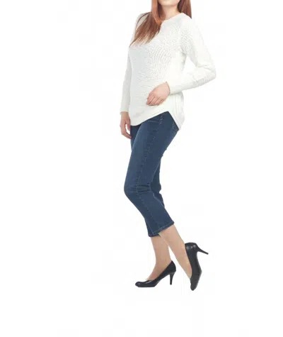 Papillon Shirt Hem Long Sleeve Sweater In White