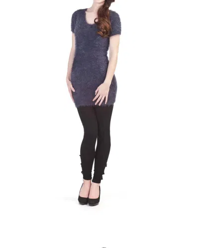 Papillon Short Sleeve Fuzzy Sweater Dress In Violet In Blue