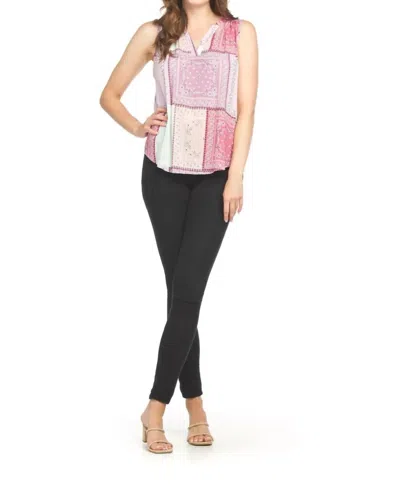 Papillon Sleeveless Bandana Print V Neck Tank In Pink