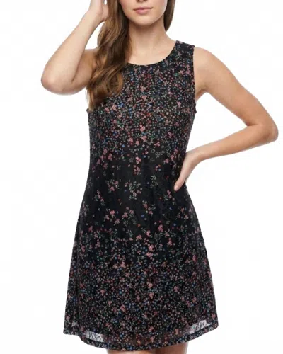 Papillon Sleeveless Lace Shift Dress In Ditsy Floral In Black