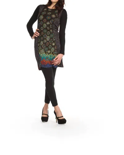 Papillon Sleeveless Stained Glass/damask Panel Sweater In Grey In Multi