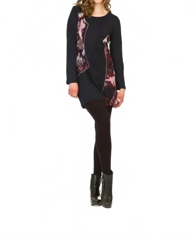 Papillon Snake Print Patch Sweater Dress In Navy In Black