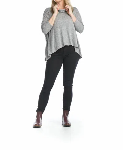 Papillon Soft Heathered Oversized Cowl Neck Sweater In Heather Grey In Gray