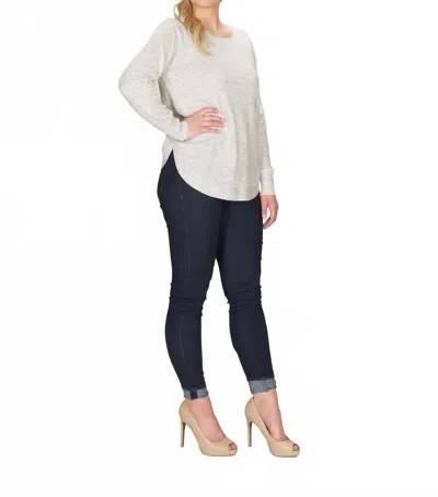 Papillon Soft Heathered Sweater With Ribbed Detail In Light Grey In Gray