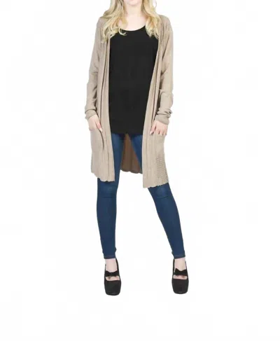 Papillon Soft Textured Cardigan With Pockets In Khaki In Pink