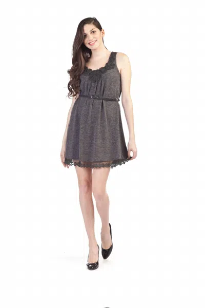 Papillon Solid A Line Tank Dress With Soutash Yoke In Grey In Gray