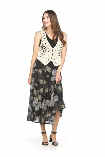 Papillon Soutache Button Front Vest Top In Cream In White