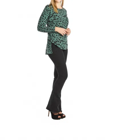 Papillon Spotted Step Hem Stretchy Sweater In Sage In Green
