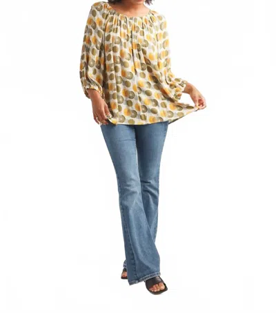 Papillon Starburst Off The Shoulder Balloon Sleeve Blouse In Mustard In Neutral