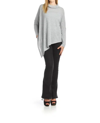 Papillon Stretchy Cowl Neck Poncho Style Sweater In Grey In Gray