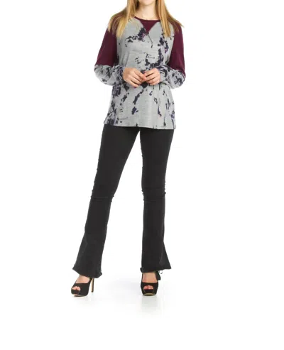 Papillon Stretchy Floral Sweater With Panels In Grey In Gray