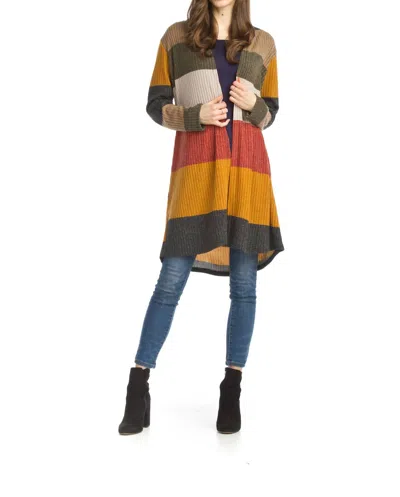 Papillon Stripe Long Sleeve Cardigan In Multi In Transparent