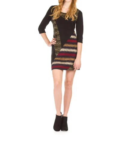 Papillon Stripe Patch Dress In Black/multi